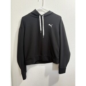 Puma Keeps You Dry‎ Hoodie Womens Size Small Black Pullover Crop Sweatshirt